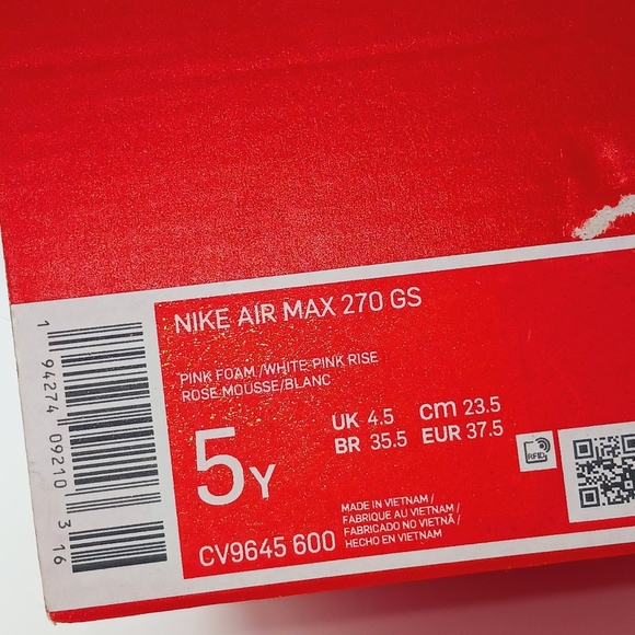 Nike Air Max 270 Streetwear/Lifestyle Shoes Size 5 Youth/6.5 Women - Picture 8 of 14